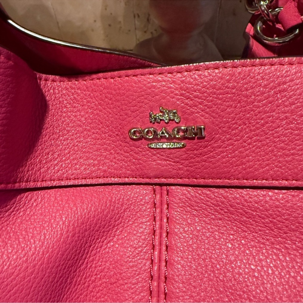 Coach Hot Pink Leather Shoulder Bag • LIKE NEW - Picture 2 of 13